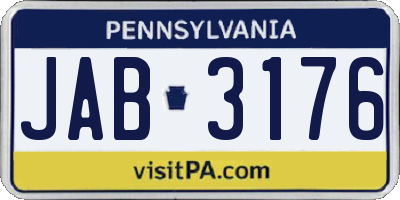 PA license plate JAB3176