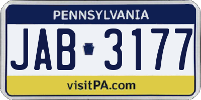 PA license plate JAB3177