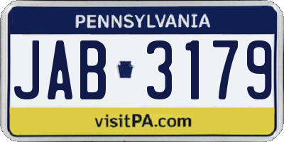 PA license plate JAB3179