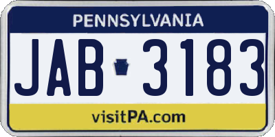 PA license plate JAB3183