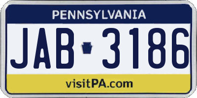 PA license plate JAB3186