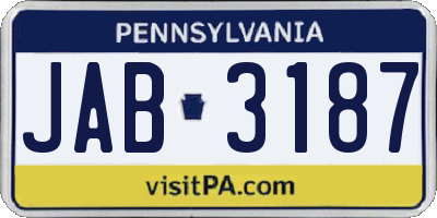 PA license plate JAB3187