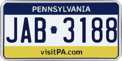 PA license plate JAB3188