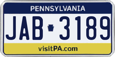 PA license plate JAB3189