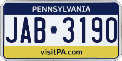 PA license plate JAB3190