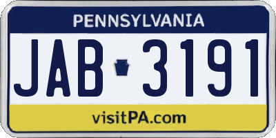 PA license plate JAB3191
