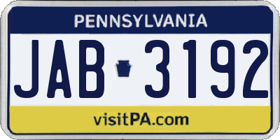 PA license plate JAB3192