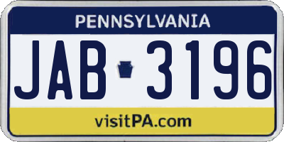 PA license plate JAB3196