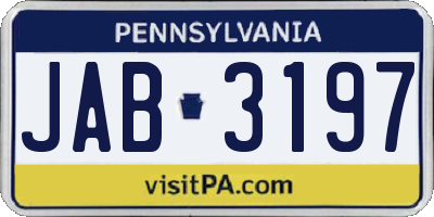 PA license plate JAB3197