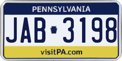 PA license plate JAB3198