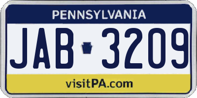 PA license plate JAB3209