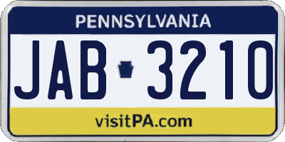 PA license plate JAB3210