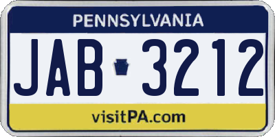 PA license plate JAB3212