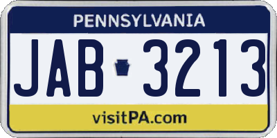PA license plate JAB3213