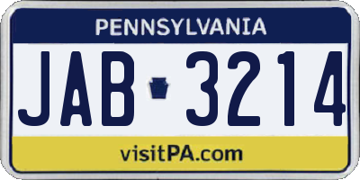 PA license plate JAB3214