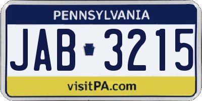 PA license plate JAB3215