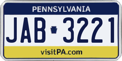 PA license plate JAB3221