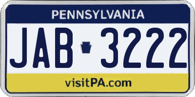 PA license plate JAB3222