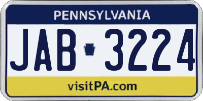 PA license plate JAB3224