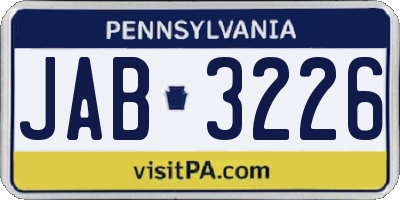 PA license plate JAB3226