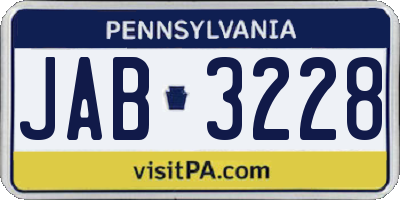 PA license plate JAB3228