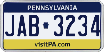 PA license plate JAB3234