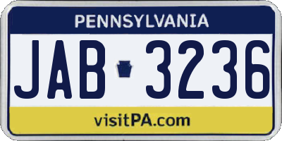 PA license plate JAB3236