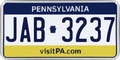 PA license plate JAB3237