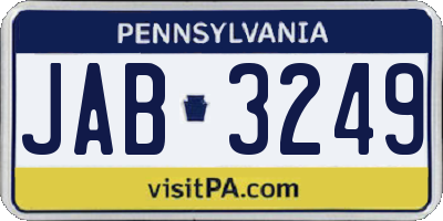 PA license plate JAB3249