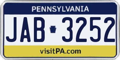 PA license plate JAB3252