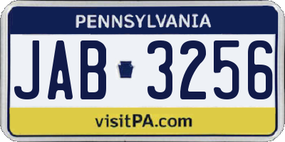 PA license plate JAB3256
