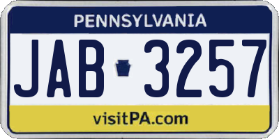 PA license plate JAB3257