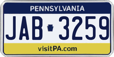 PA license plate JAB3259