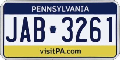 PA license plate JAB3261