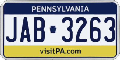 PA license plate JAB3263