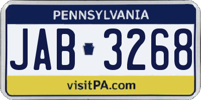 PA license plate JAB3268