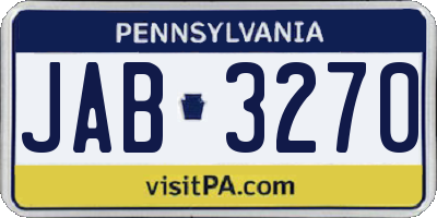 PA license plate JAB3270