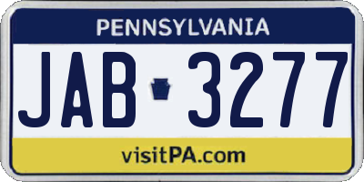 PA license plate JAB3277