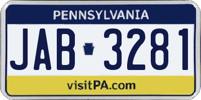 PA license plate JAB3281
