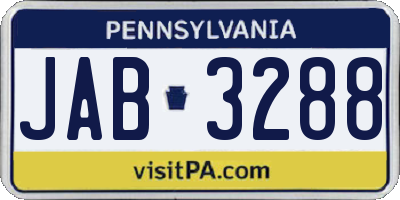 PA license plate JAB3288