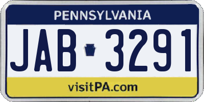 PA license plate JAB3291
