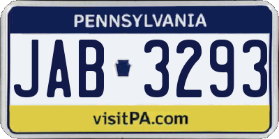 PA license plate JAB3293