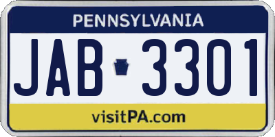 PA license plate JAB3301