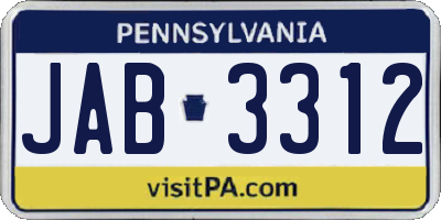 PA license plate JAB3312
