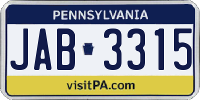 PA license plate JAB3315