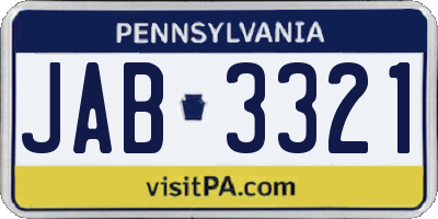 PA license plate JAB3321