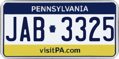 PA license plate JAB3325