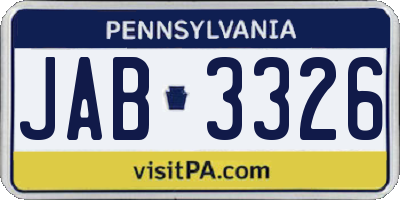 PA license plate JAB3326