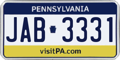 PA license plate JAB3331