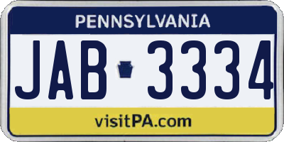 PA license plate JAB3334